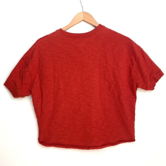 (A7) Madewell raw edge Henley tee, Burnt Orange/Rust in color, Size Small - Picture 8 of 11